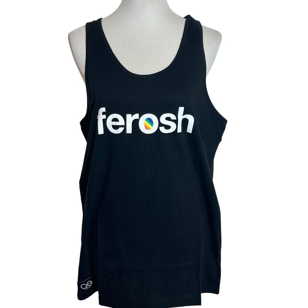 QUEER EYE Shirt Black Tank Top Lightweight $30 Ferosh Spellout Sleeveless NWT